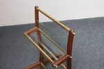 Italian Modernist Sculptural Walnut, Brass and Glass Magazine Rack / Stand - Image 15