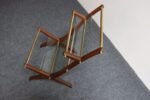 Italian Modernist Sculptural Walnut, Brass and Glass Magazine Rack / Stand - Image 6
