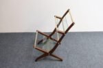 Italian Modernist Sculptural Walnut, Brass and Glass Magazine Rack / Stand - Image 5