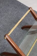 Italian Modernist Sculptural Walnut, Brass and Glass Magazine Rack / Stand - Image 23