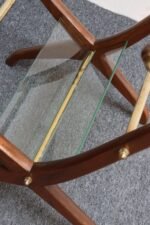 Italian Modernist Sculptural Walnut, Brass and Glass Magazine Rack / Stand - Image 17