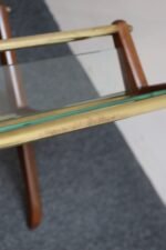 Italian Modernist Sculptural Walnut, Brass and Glass Magazine Rack / Stand - Image 25