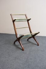Italian Modernist Sculptural Walnut, Brass and Glass Magazine Rack / Stand - Image 11