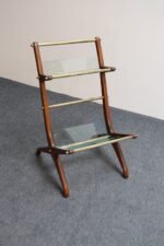 Italian Modernist Sculptural Walnut, Brass and Glass Magazine Rack / Stand - Image 10