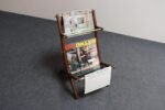 Italian Modernist Sculptural Walnut, Brass and Glass Magazine Rack / Stand - Image 13