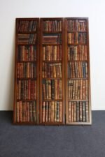 Vintage Italian Trompe L'oeil Leather Book Library Folding Screen by Sarreid - Image 20