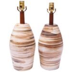 Pair of Martz for Marshall Studios Earth-Tone Swirl Ceramic Lamps