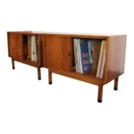 Pair of Mid-Century American Modern Walnut Record Cabinets by Lane