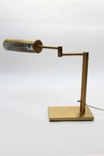 Walter Von Nessen Brass Swing Arm Table Lamp with Adjustable Cylindrical Shade - Image 2