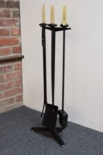 Mid-Century Modern Polished Brass and Iron Fireplace Tool Set by Donald Deskey - Image 4