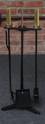 Mid-Century Modern Polished Brass and Iron Fireplace Tool Set by Donald Deskey - Image 13