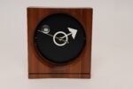 Vintage American Modernist Staved Walnut Square Wall Clock with Date Window - Image 2