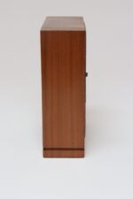 Vintage American Modernist Staved Walnut Square Wall Clock with Date Window - Image 5