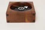 Vintage American Modernist Staved Walnut Square Wall Clock with Date Window - Image 6