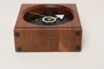 Vintage American Modernist Staved Walnut Square Wall Clock with Date Window - Image 6