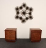 Pair of Mid-Century Modern Stained Mahogany and Brass Two-Drawer Nightstands - Image 8