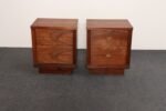 Pair of Mid-Century Modern Stained Mahogany and Brass Two-Drawer Nightstands - Image 2