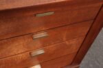 Pair of Mid-Century Modern Stained Mahogany and Brass Two-Drawer Nightstands - Image 23