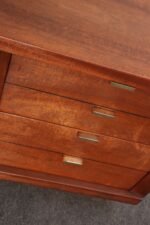 Pair of Mid-Century Modern Stained Mahogany and Brass Two-Drawer Nightstands - Image 24