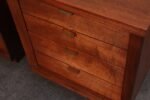 Pair of Mid-Century Modern Stained Mahogany and Brass Two-Drawer Nightstands - Image 25