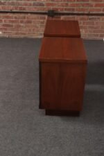 Pair of Mid-Century Modern Stained Mahogany and Brass Two-Drawer Nightstands - Image 13