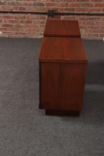 Pair of Mid-Century Modern Stained Mahogany and Brass Two-Drawer Nightstands - Image 13