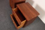 Pair of Mid-Century Modern Stained Mahogany and Brass Two-Drawer Nightstands - Image 17