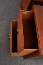 Pair of Mid-Century Modern Stained Mahogany and Brass Two-Drawer Nightstands - Image 19