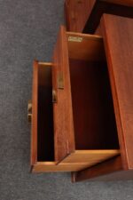 Pair of Mid-Century Modern Stained Mahogany and Brass Two-Drawer Nightstands - Image 19