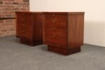 Pair of Mid-Century Modern Stained Mahogany and Brass Two-Drawer Nightstands - Image 10