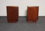 Pair of Mid-Century Modern Stained Mahogany and Brass Two-Drawer Nightstands - Image 12