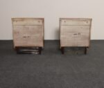 Pair of Mid-Century Modern Stained Mahogany and Brass Two-Drawer Nightstands - Image 14