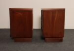 Pair of Mid-Century Modern Stained Mahogany and Brass Two-Drawer Nightstands - Image 15