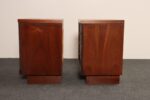 Pair of Mid-Century Modern Stained Mahogany and Brass Two-Drawer Nightstands - Image 16