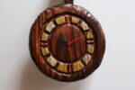 Vintage Witco Tiki Burnt Cedar Hand-Painted Wall Clock with Mount - Image 9