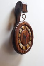 Vintage Witco Tiki Burnt Cedar Hand-Painted Wall Clock with Mount - Image 10