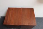 Pair of Mid-Century Modern Stained Mahogany and Brass Two-Drawer Nightstands - Image 33