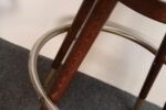 Pair of Mid-Century Modern Walnut and Brass Bar Stools with New Leather Seats - Image 23