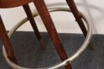 Pair of Mid-Century Modern Walnut and Brass Bar Stools with New Leather Seats - Image 22