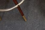 Pair of Mid-Century Modern Walnut and Brass Bar Stools with New Leather Seats - Image 24