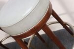 Pair of Mid-Century Modern Walnut and Brass Bar Stools with New Leather Seats - Image 15