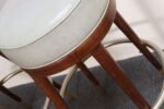 Pair of Mid-Century Modern Walnut and Brass Bar Stools with New Leather Seats - Image 16