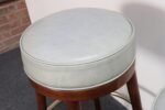Pair of Mid-Century Modern Walnut and Brass Bar Stools with New Leather Seats - Image 14