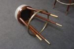 Pair of Mid-Century Modern Walnut and Brass Bar Stools with New Leather Seats - Image 12