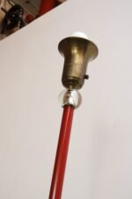 Art Deco Red Painted Metal, Glass and Brass Torchiere Floor Lamp - Image 11