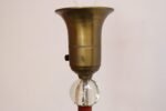 Art Deco Red Painted Metal, Glass and Brass Torchiere Floor Lamp - Image 15