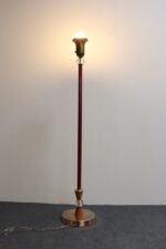 Art Deco Red Painted Metal, Glass and Brass Torchiere Floor Lamp - Image 8