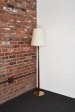 Vintage Scandinavian Sculptural Solid Teak and Brass Floor Lamp - Image 2