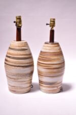 Pair of Martz for Marshall Studios Earth-Tone Swirl Ceramic Lamps - Image 3
