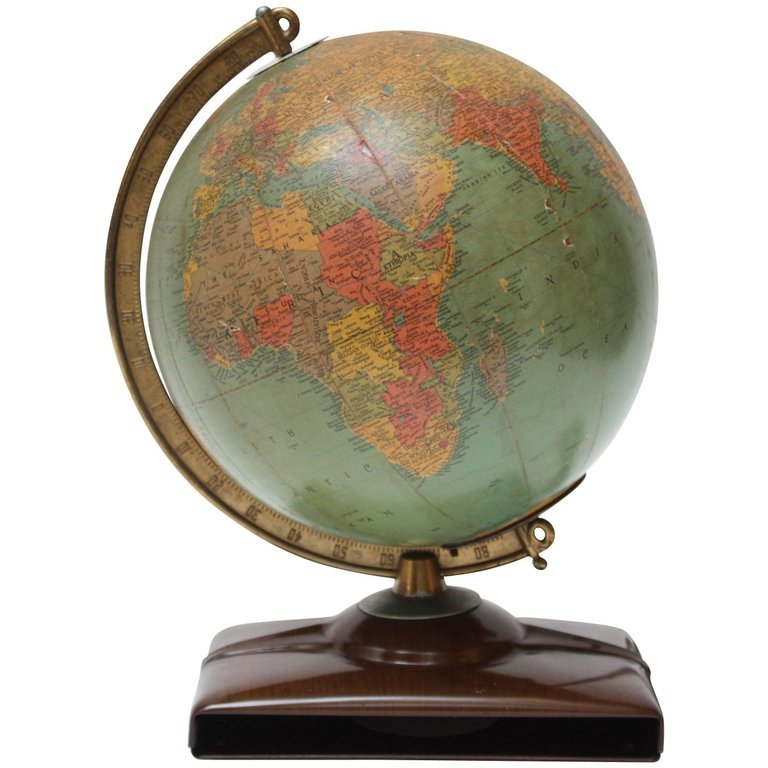 1950s Replogle Glass Illuminated Precision Globe